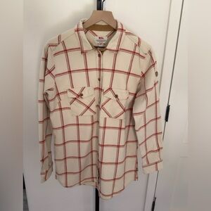 Fjallraven - Women's Ovik Twill Shirt Ls - Chalk White-cabin Red - Medium